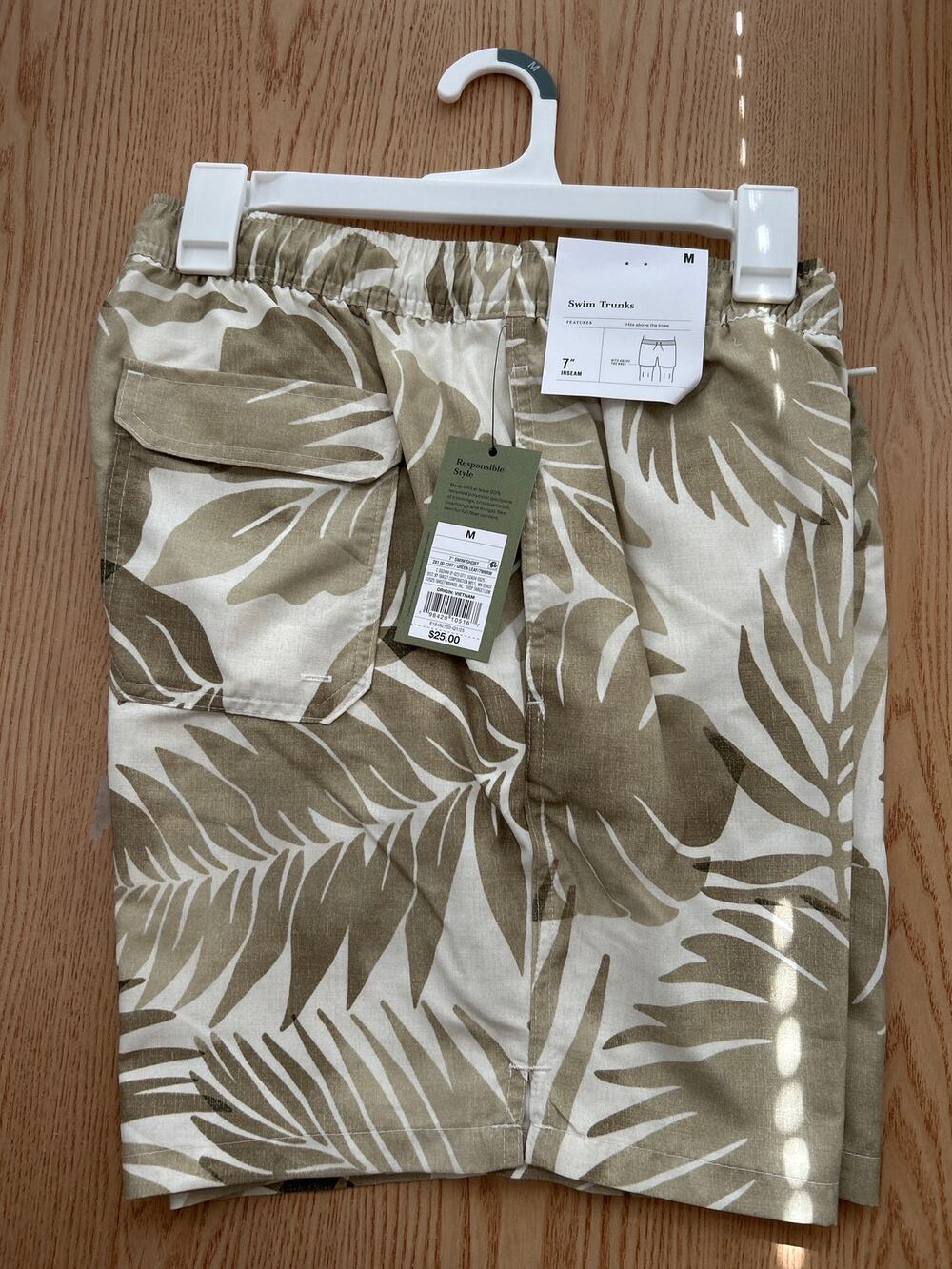 New Mens Goodfellow & Co Palm Leaf 🌴Print Swim Trunks w/Liner 7" Inseam Medium